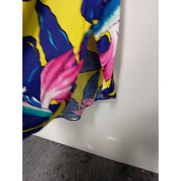 VTG 80s Paula Saker Dress Womens Size 14 Floral Colorful Tropical Midi - Picture 8 of 10